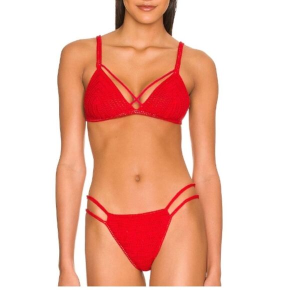 Maiya Paris Lili Top & Bottom Bikini Set Color Cerise Size Large New In Package - Picture 1 of 13